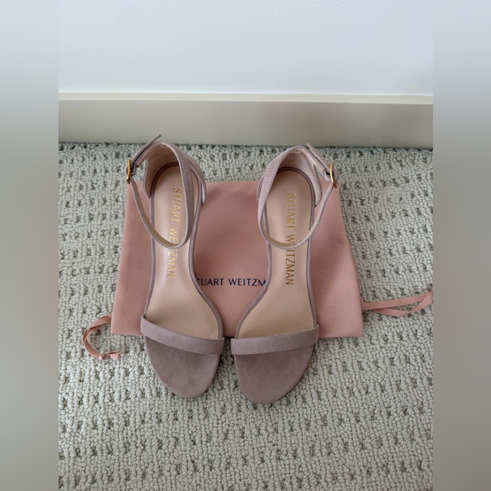 Stuart Weitzman Dusty Pink Suede Ankle Strap Heels